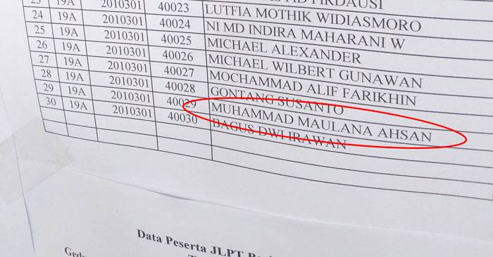 Daftar Nama Peserta JLPT N4 Surabaya Juli 2019 @SansInochi